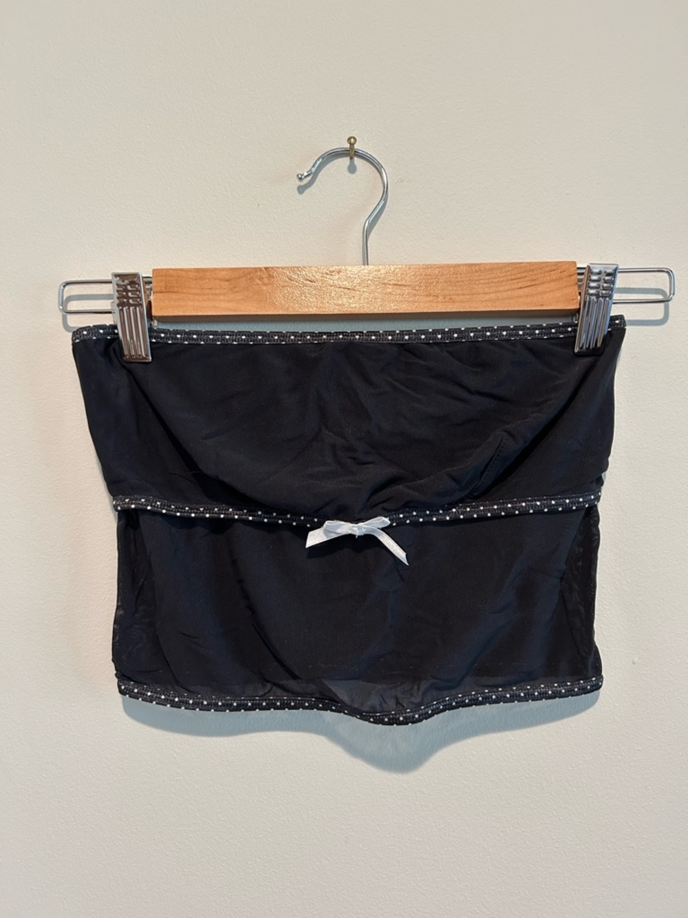 Urban Outfitters Black Bandeau with Polka Dot Trim